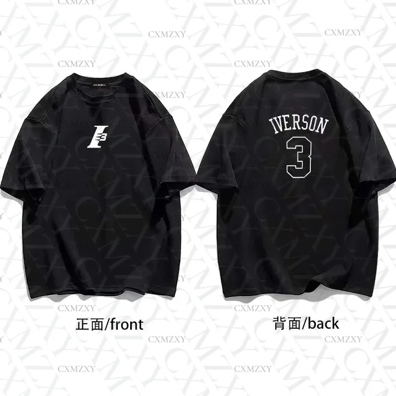 

New Summer Short-sleeved 76 ers Allen Iverson No. 3 Training Suit, Men's Sports T-shirt, Men's T-shirt, Loose Top