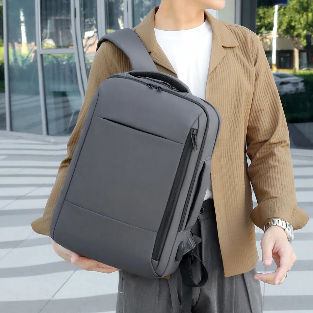 Men's Casual Leather Film Backpack Laptop Bag Outdoor Luggage Backpack Student School Bag Backpack Commuter
