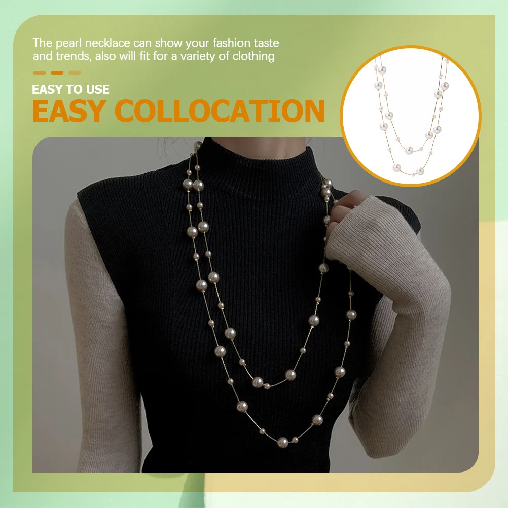 

Fashion Double Layer Pearl Choker Necklace Women's Delicate Fake Pearl Neck Jewelry Exquisite Smooth Surface Birthday Gift Idea