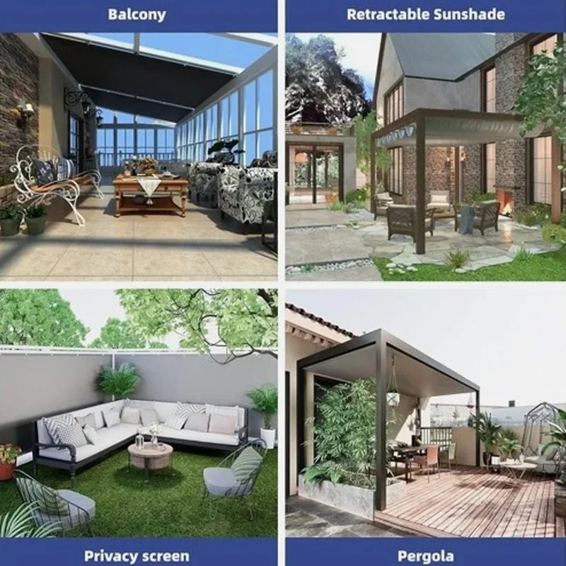 Quadratisches Sonnensegel, wasserdicht, UV-beständig, leichtes Schattentuch für Pergola, Innenhof, Garten, Weg, Terrasse, Rasen, Sonnenschutz, Grau – Detail 9