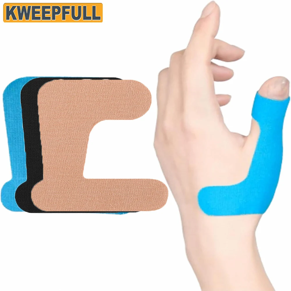 10 PCS Precut Thumb Support Tape, Self Adhesive Toe Kinesiology Patches Finger Bandages Supplies for Sport Housework