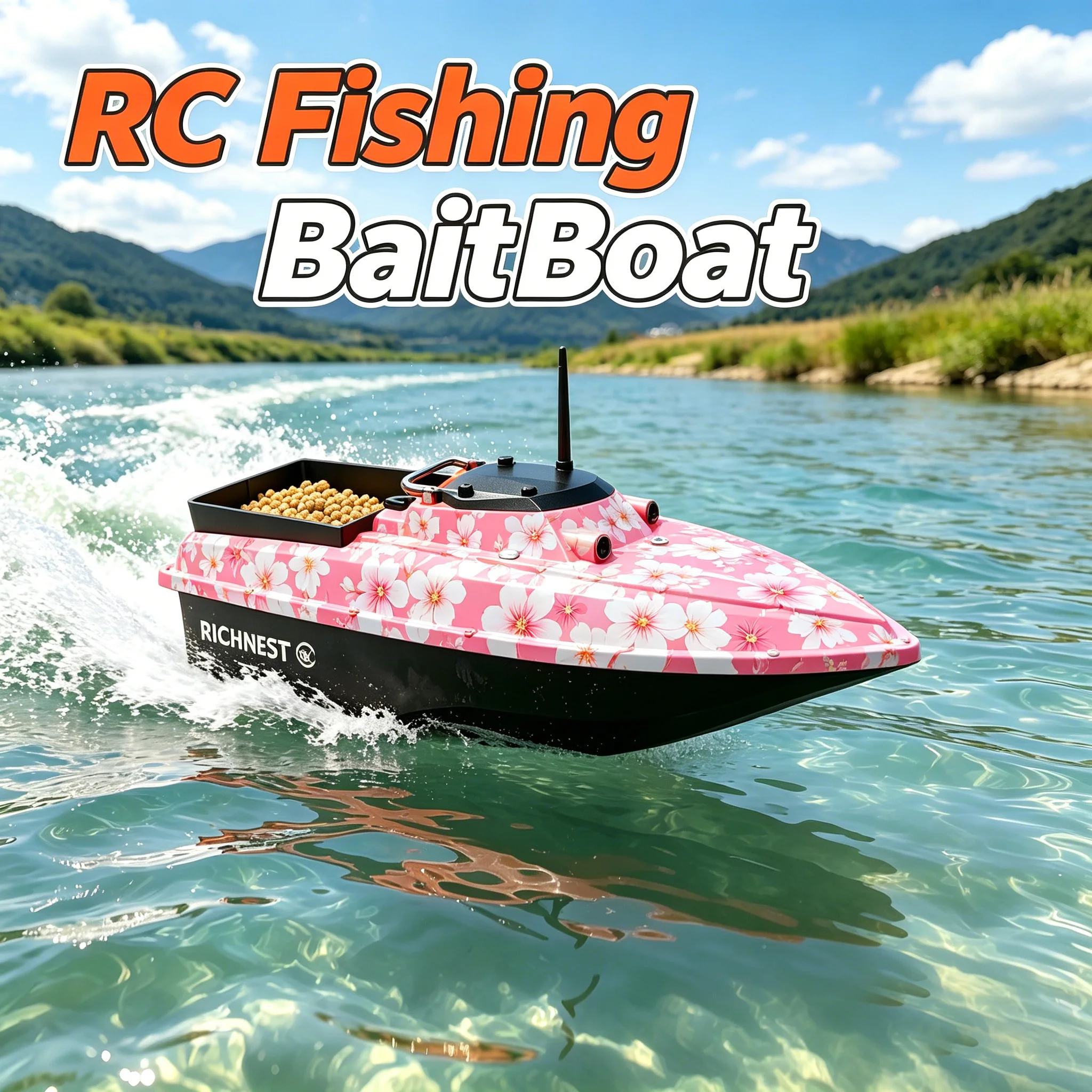 High Power RC Fishing Bait Boat 12V 500M Remote Control 3KG Load GPS Positioning Drag Net Cruise Control Wave Plastic