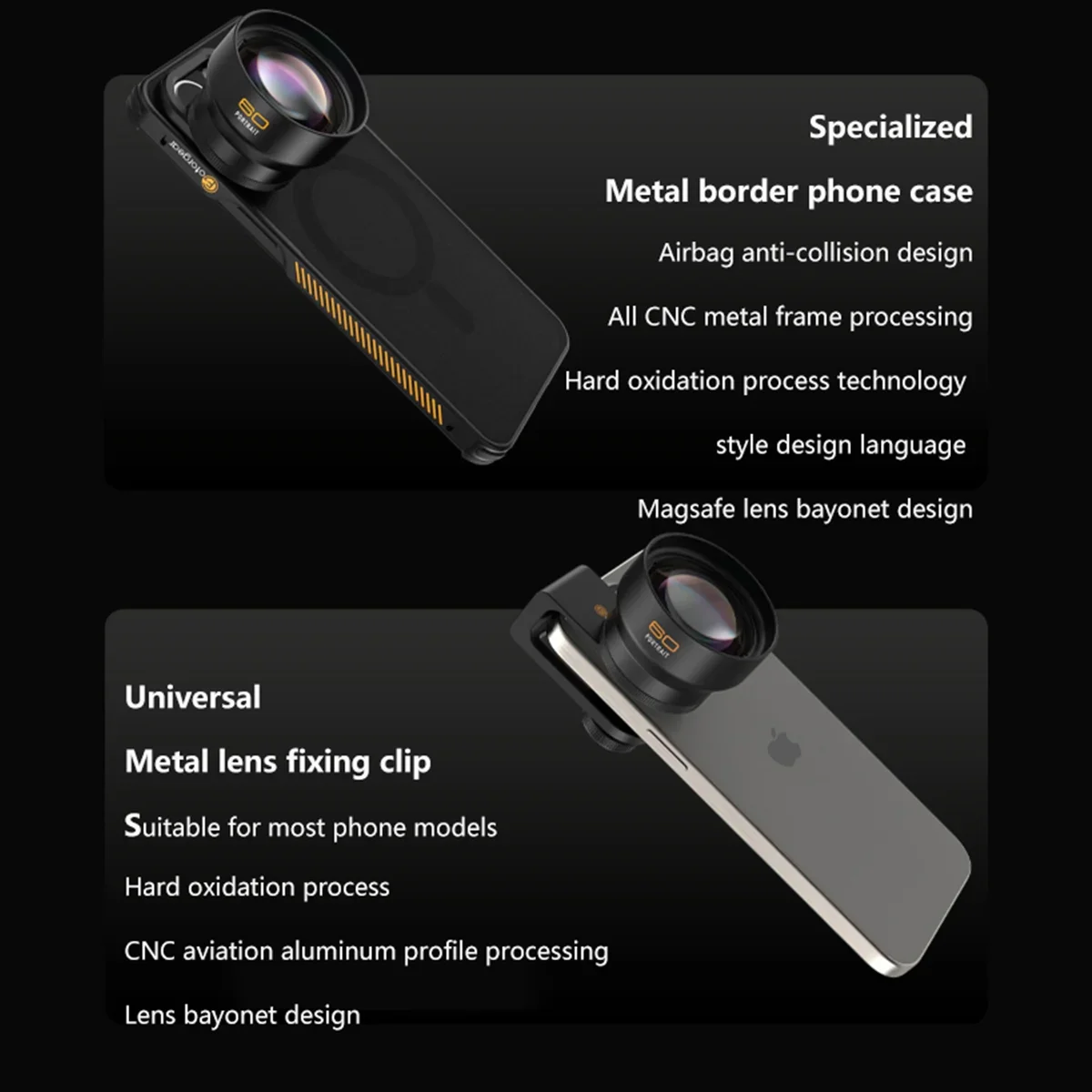 Fotorgear Pro ll T-Mount Phone Lens Fisheye Macro Wide-Angle Portrait 1.55X Anamorphic Len for Xiaomi iPhone Huawei Samsung