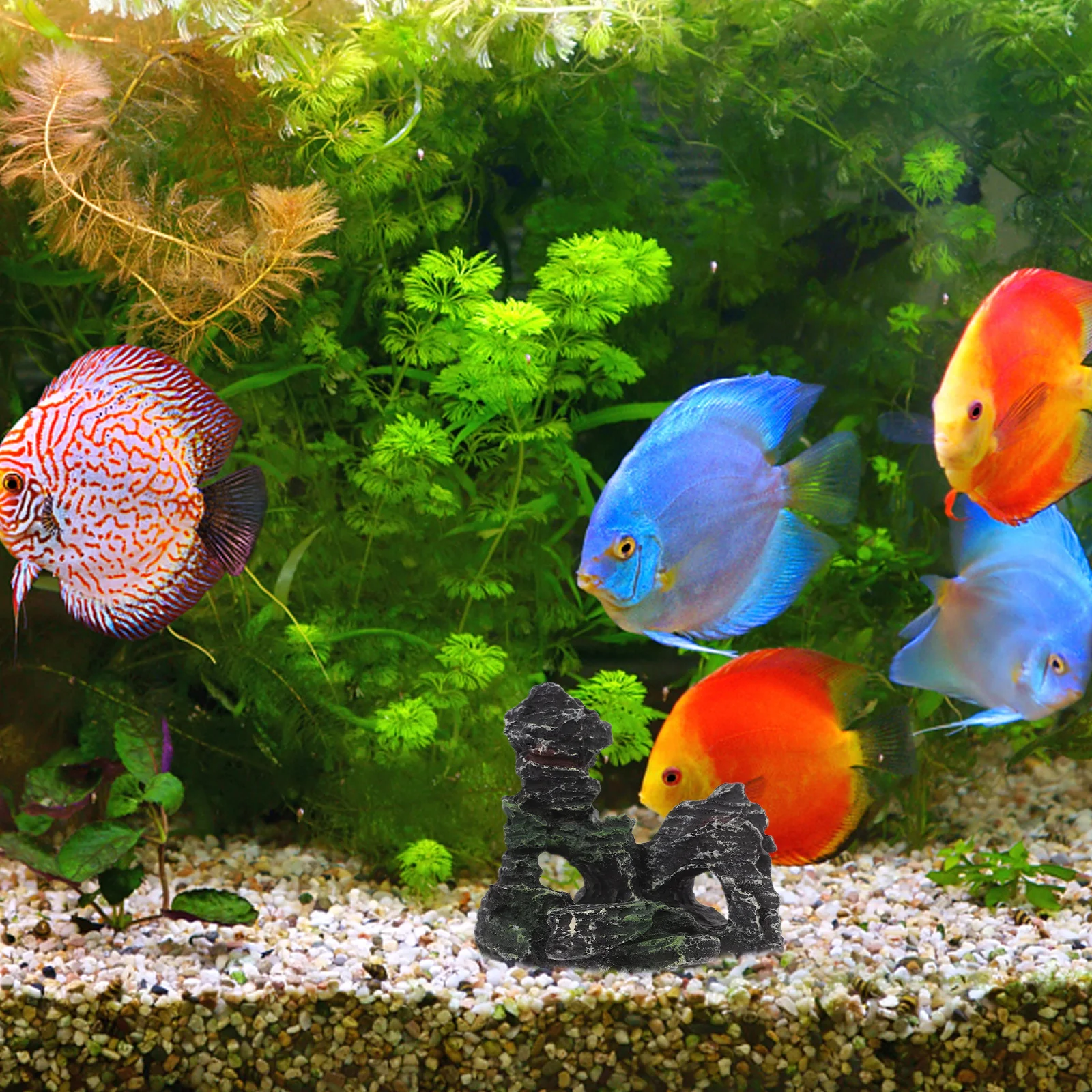 

Resin Aquarium Stone Fish Tank Decorations Large and Tall Artificial Cave Mountain Decor Underwater Scene Enhancement