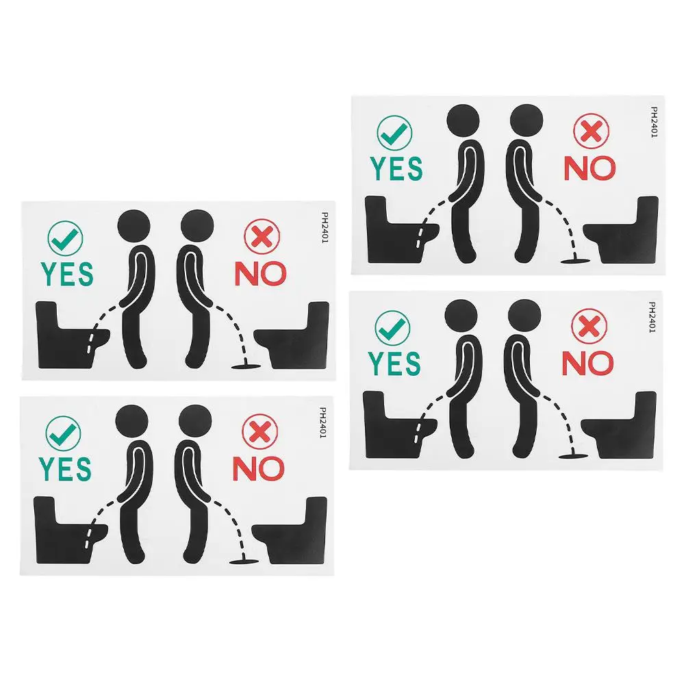 

4 Pcs Bathroom Stickers Waterproof Removable Funny Reminder Decals for Washroom Door Signs PH2401