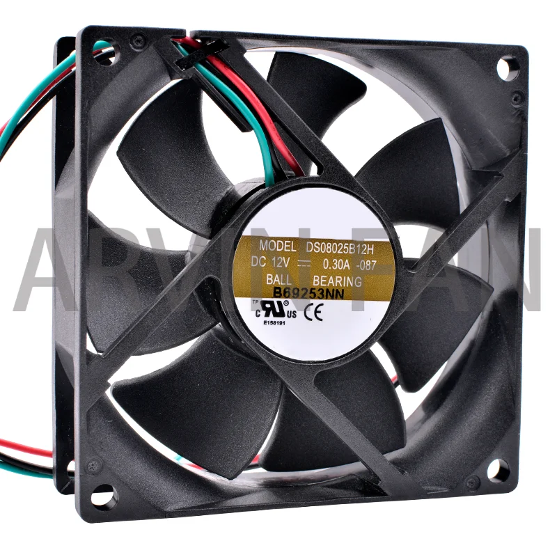 DS08025B12H ventilador Original, 8cm, 80mm, 8025 DC12V, 0.30A, Bola de alto volumen de aire, chasis de ordenador, ventilador de refrigeración de potencia de CPU, nuevo