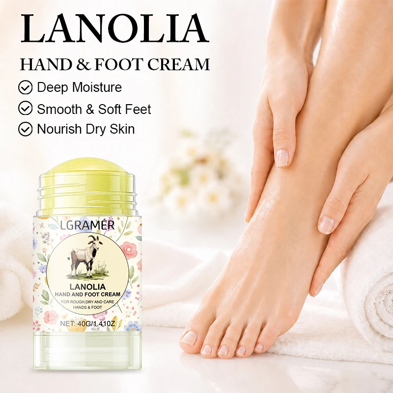    40g Lanolia Fußcreme für Trockene Rissige Füße und Fersen Sanfte Exfoliation Feuchtigkeitsspendende Hautpflege Ultra-Hydratisierende Handpflege-Cremestift