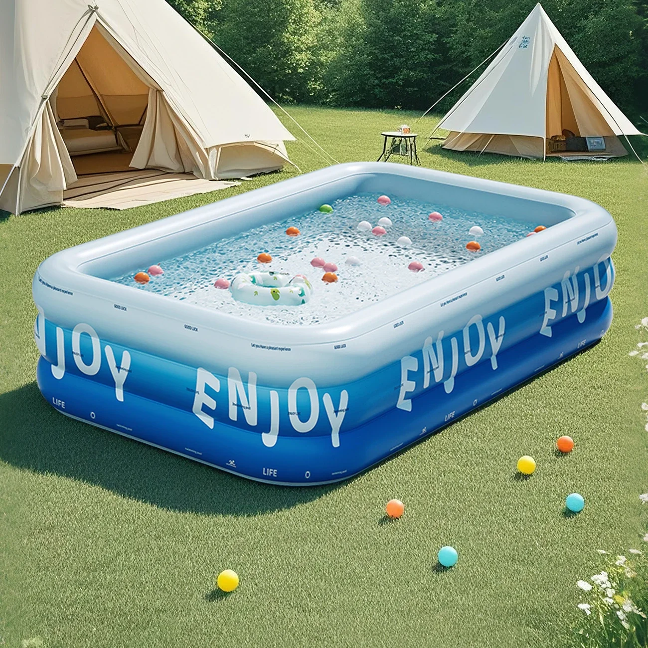 Large Eco-Friendly PVC Glacier Inflatable Pool, Perfect for Family Outdoor Water Play and Wading