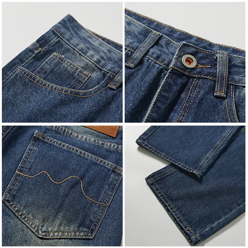 Neue Retro schwere gewaschene und getragene Freizeit hose High-End-Trend marke lose Jeans mit geradem Bein und weitem Bein für Männer