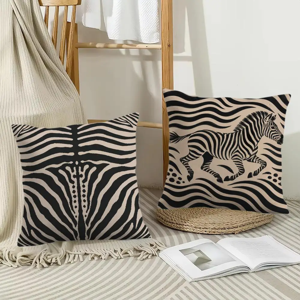 Zebra Stripe Art Cushion Cover Pillow Case Short Plush Square Throw Pillow Covers Pillowcase Sofa Home Decor Gift