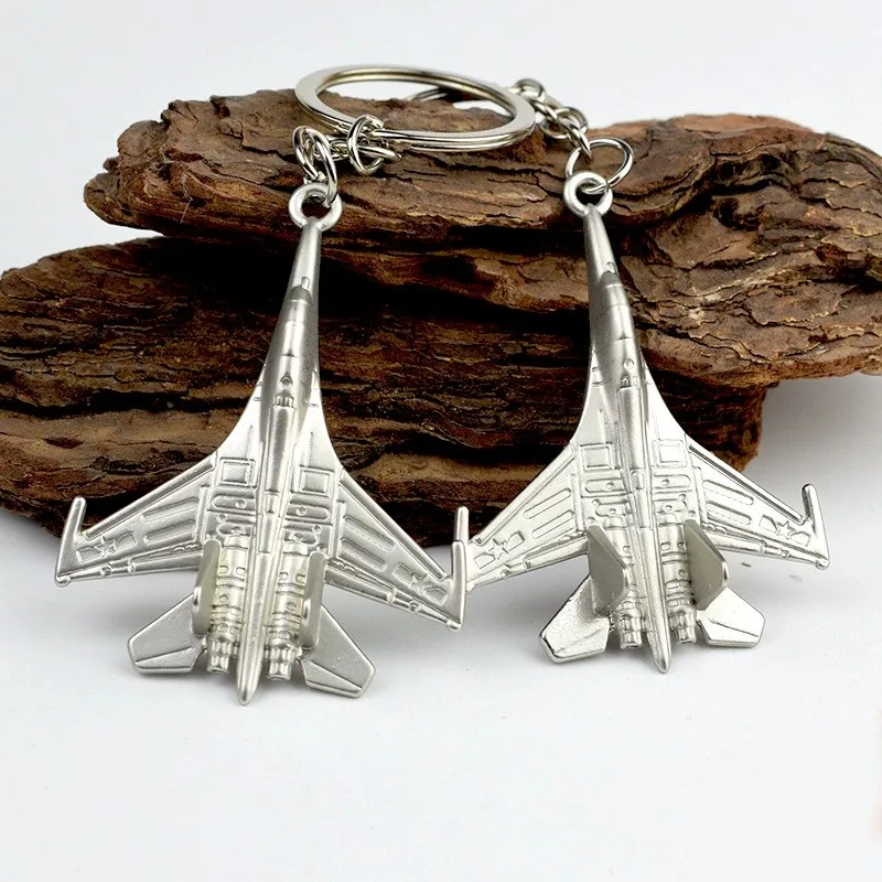 Mini 3d Rotating Fighter Model Keychain Simulation Metal Airplane Key Holder For Men Bag Pendant Pilot Aviation Souvenir Gifts