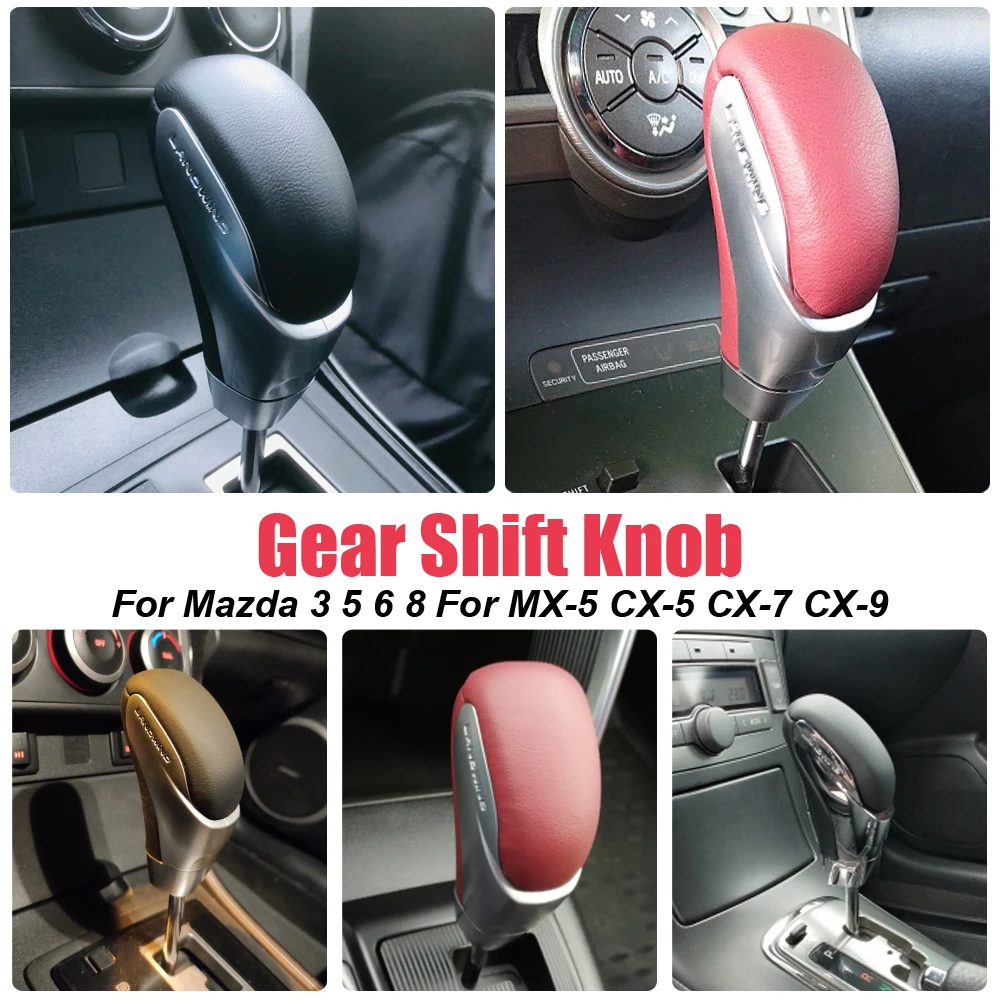 

Gearbox Handles Leather Automatic Gear Shift Knob Stick Lever Shifter For Mazda MX-5 2010 CX-5 CX-7 CX-9 For Mazda 3 5 6 8