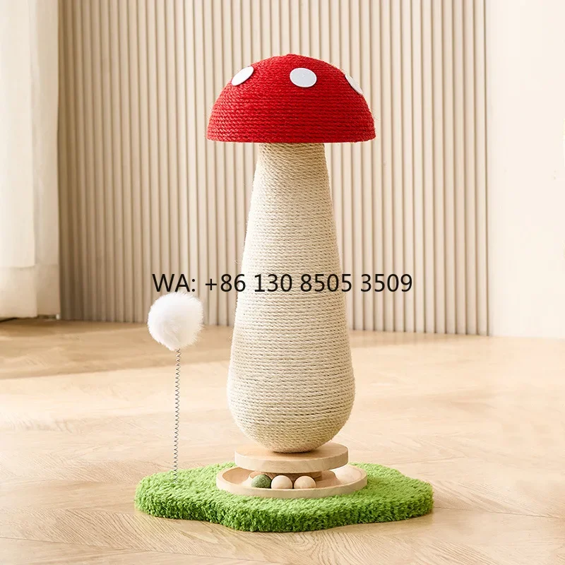 

Hot Selling Wood Mushroom Shape Adjustable 4-Level Cat Scratching Natural Cat Tower Cat Tree Scratcher