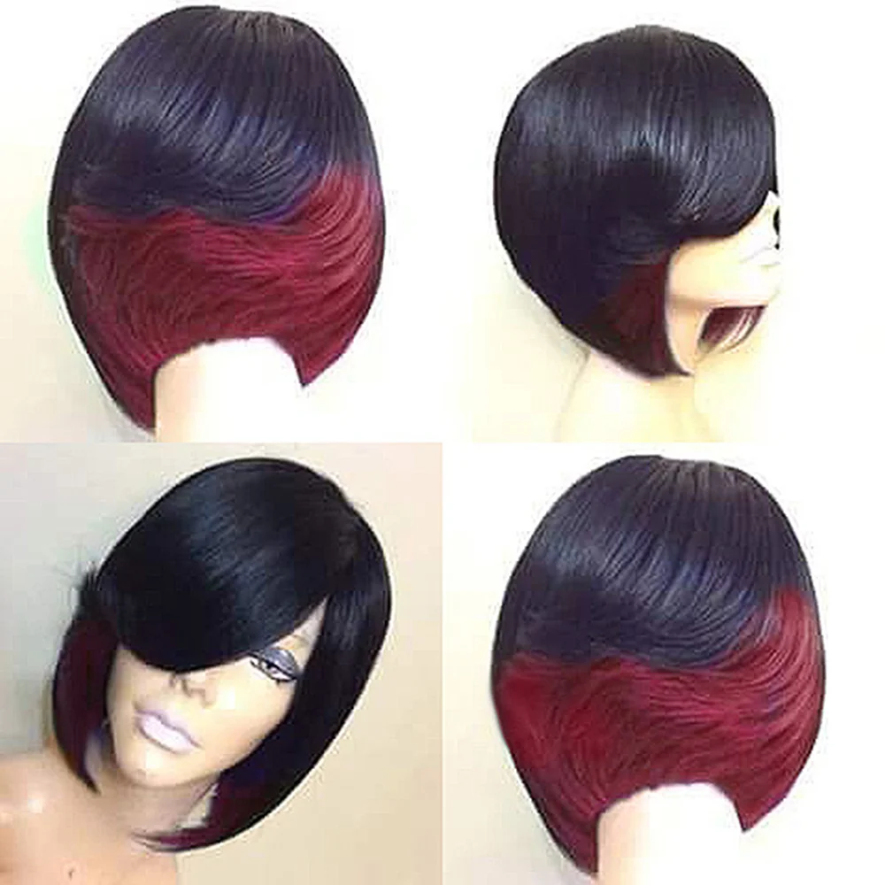 10 Inch Curly Wig Synthetic Black Mixed With Rose Red Wig Hair For Women Suitable For Women's Daily Use Weddings Music Festival - Image 4