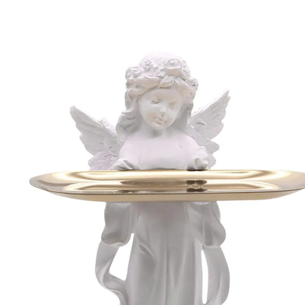 

Retro Makeup Angel Statue Vanity Tray Dresser Perfume Bracelet Display Serving Tray for Jewelry Makeup Cosmetic Organizer