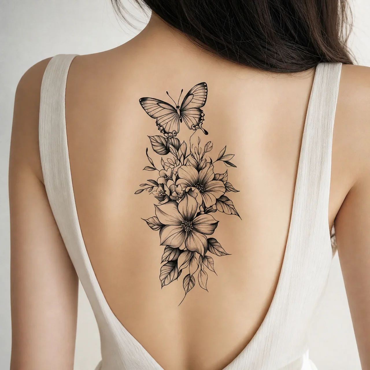 Butterfly Floral Temporary Tattoo Sticker, Disposable Waterproof Arm Tattoo Decal