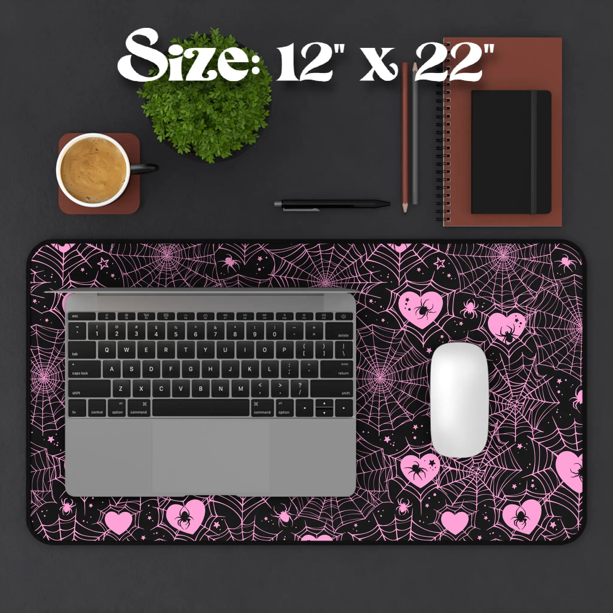 Kawaii Pink Spiderweb Hearts Mause Pad Desk Mat Pastel Gothic Cute Computer Laptop Office Gaming Setup Mousepad Gifts Presents