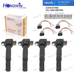 4PCS Ignition Coil WIre Plug Pack For SUZUKI- Swift SX4 Grand Vitara Kizashi- 3340051K40 33400 51K40 33400-51K40 33400-51K20
