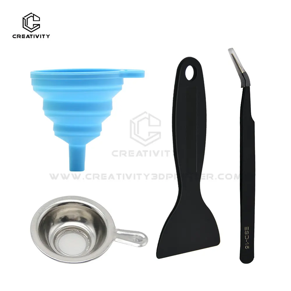 3D Printer parts Silicon Funnel+Metal UV Resin Filter Cup+tweezers+SLA Resin Special Tool Shovel for Photon DLP Parts