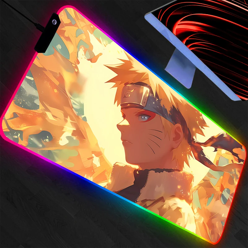 

Коврик для мыши RGB с подсветкой, большой, для геймеров, для ПК, компьютера, настольный коврик для клавиатуры, аксессуары для аниме-геймеров, светодиодный коврик для мыши Max Anime