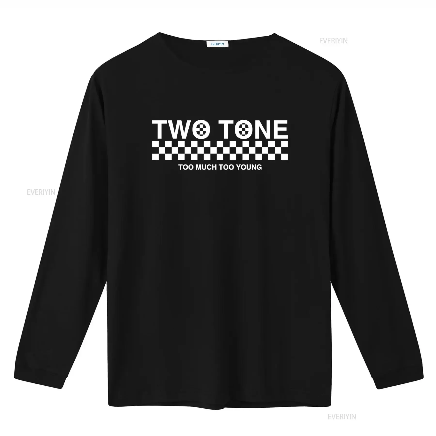 Two Tone Too Much Young Men's Ska T Shirt with Narrow Logo Design vintage Washed Unisex Soft streetwear Stretched fashion