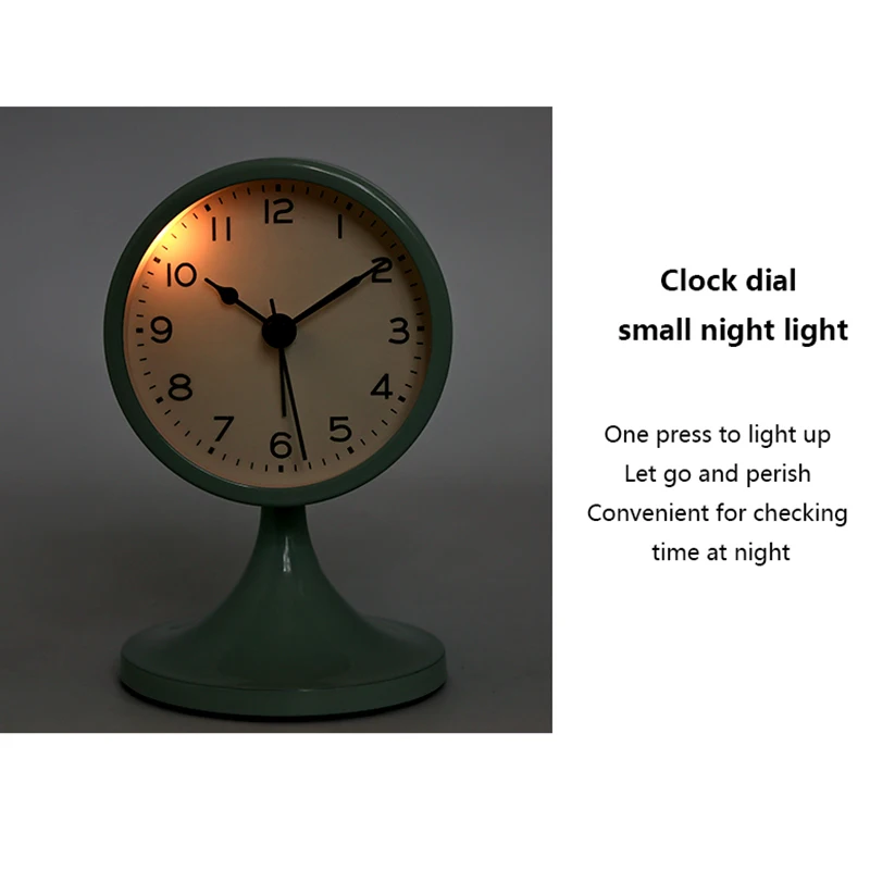 Nordic Metal Round Alarm Clock, Vintage Creative Silent Table Clock, Student Bedside Nightlight Clock, Room Decor, Home Decor