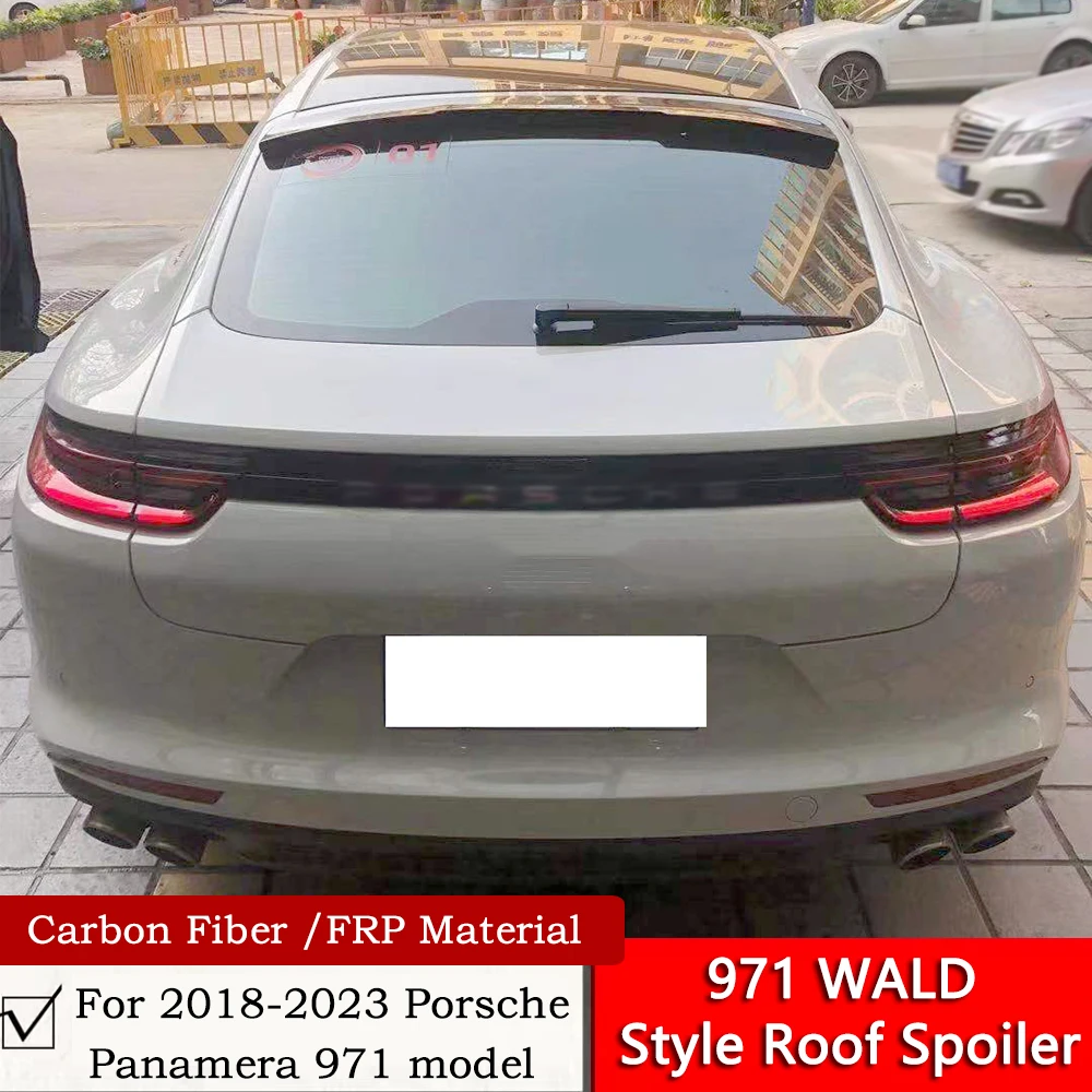 971 WALD Style Roof Spoiler For 2018 to 2023 Porsche Panamera 971 Add Carbon Fiber And Primer FRP Material Rear Top Wing Paste