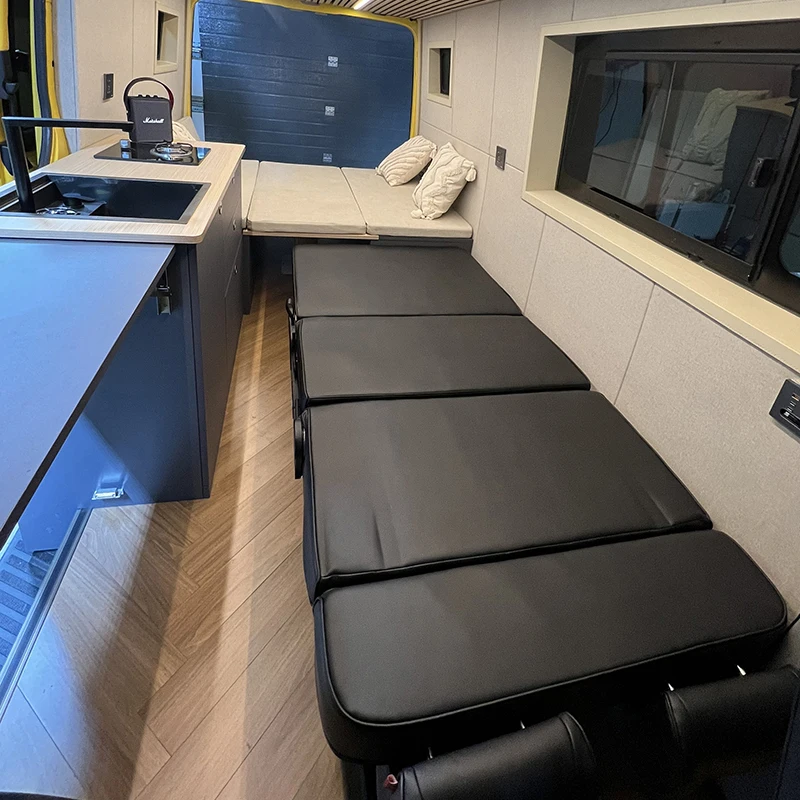 

Multifunctional 1.86 Meter PU Leather Foldable RV Van Seat Bed Adventure Camper Car Seat for Modified Van Camper