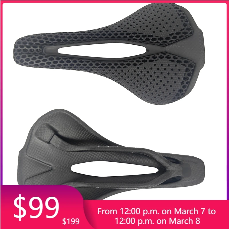 

STLF Carbon 3D Printed Saddle Ultralight 155G Bike Seat for Men Women Road MTB Carbon Saddle Triathlon Gravel Bike Accessories