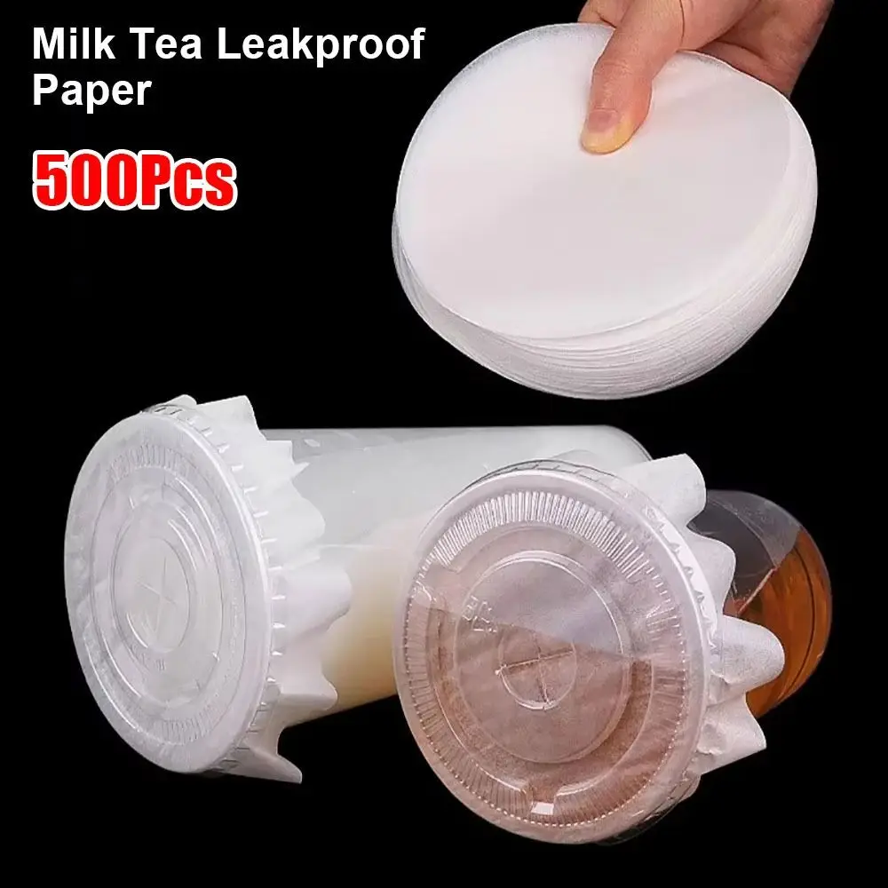 500Pcs Durable Disposable Milk Tea Leakproof Paper 11/12/13/14/15cm Round Leakproof Film Splash Proof Gasket Milk Tea Cup