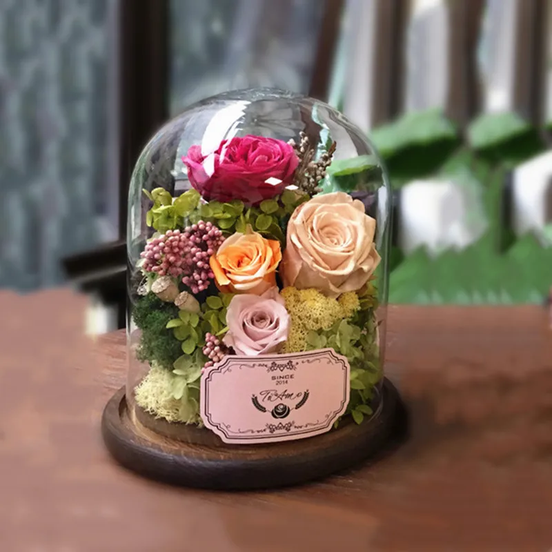 

23*35cm Big Size Glass Dome Vase Home Deocration Different Base Transparent Cover Wedding Live Prop Birthday Gift