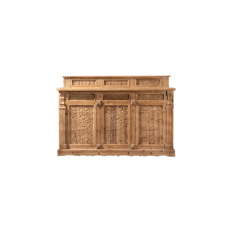 

American-style retro cash register, solid wood, old, carved decoration, bar counter, artistic creativity, reception cabinet