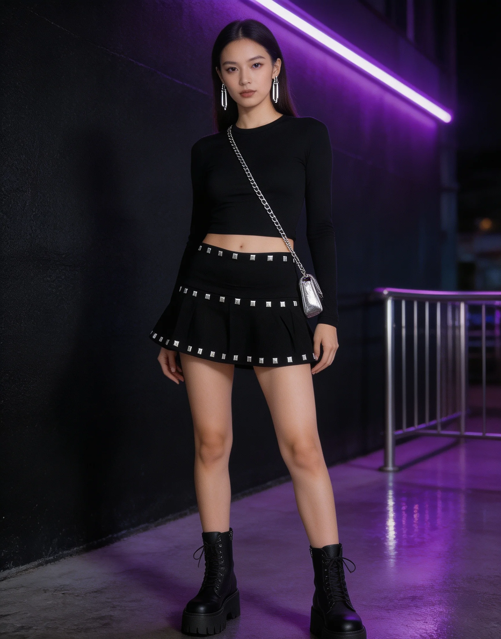 Dark Spice Girl Micro Umbrella Sweet Cool Style Rivet Design Low Waist Skirt