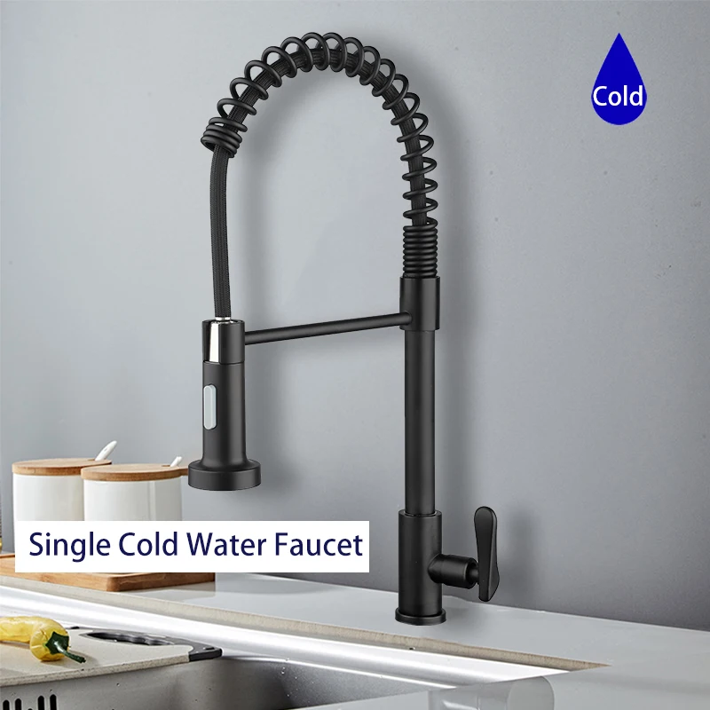 

ULA Black Kitchen Faucet 360 Degree Rotating Pull-out Faucet Kitchen Hot and Cold Mixer Water Tap Faucet Kitchen Sink Mixer