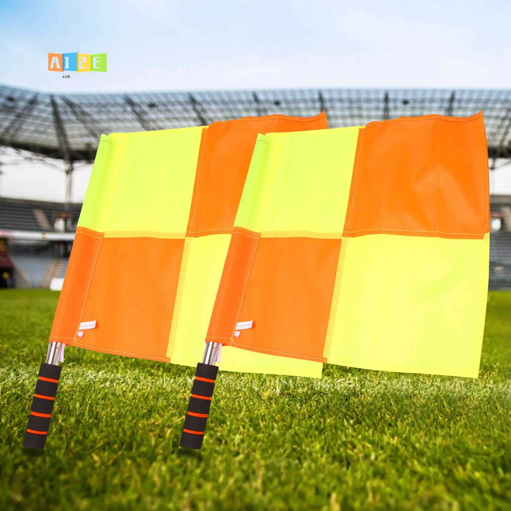A12E-Soccer Referee Flags With Carrying Bag Football Judge Linesman Sideline Fair Play Sports Match Flags Referee Equipment