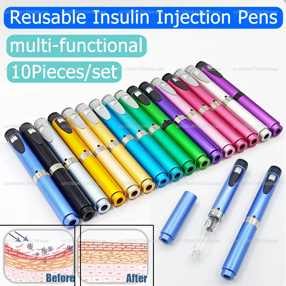 10Pcs Reusable Insulin Injection Pens Injector for Peptide Pen Precision Dose Control 1-60 Units Compatible with 3ml Cartridge