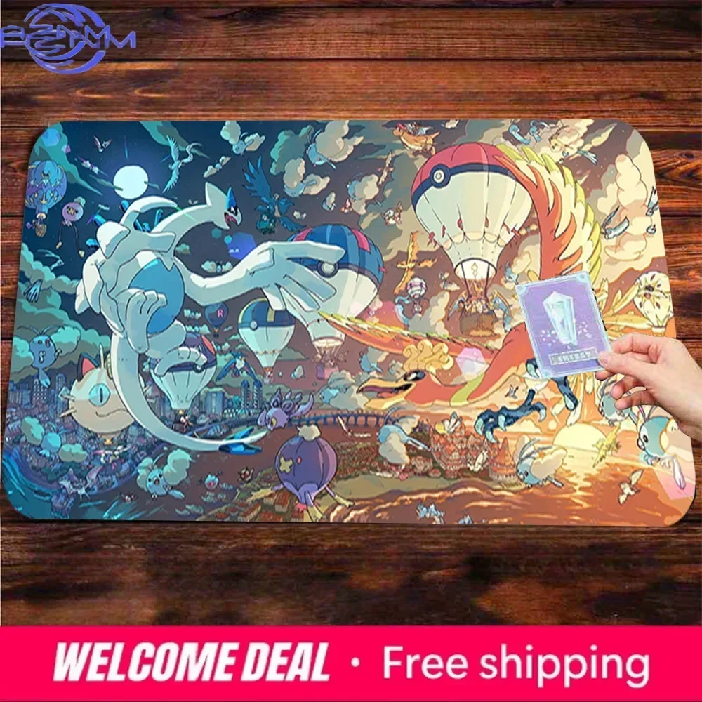 Fantasy Winged Beasts Large Gaming Mouse Pad Night Sky Cartoon Scene Non Slip Lock Edge Keyboard Desk Mat