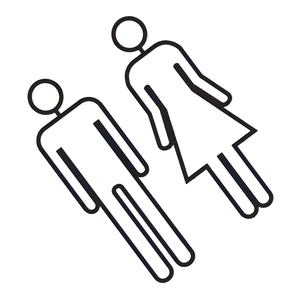 

2Pcs Black Matte Acrylic Bathroom Signs Self Adhesive Restroom Door Decor Business Home Use Men and Women Restroom Sign