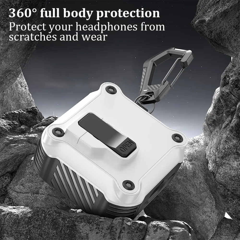 Airpods 4用キーホルダー付き耐衝撃保護ケース,セキュリティロック付き保護ケース,ヘッドフォン用,4世代,2024