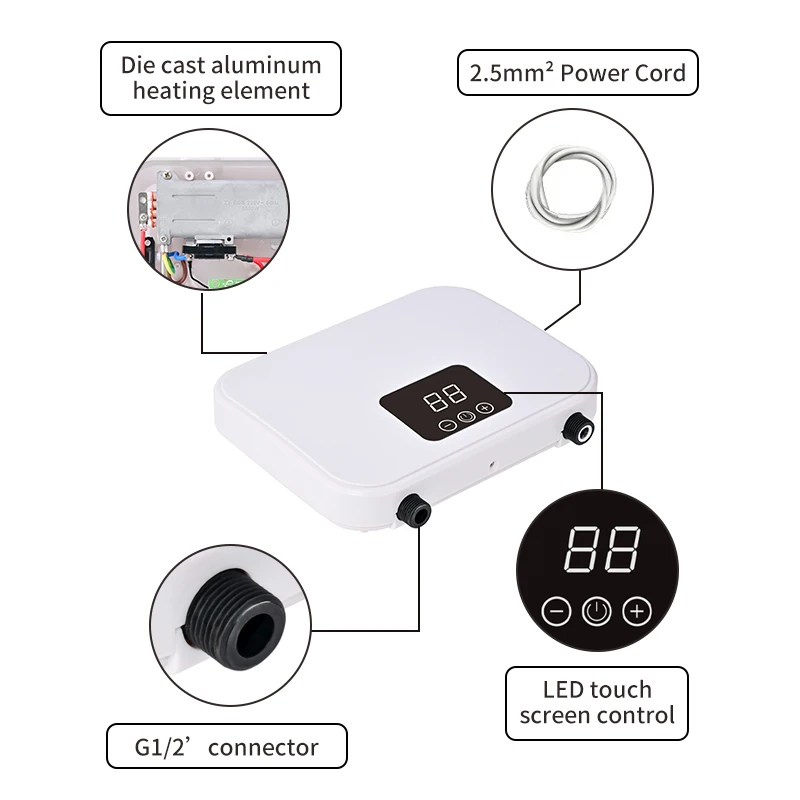 240V Wall Hung Mini Size Source Instant Water Heater Shower for Garage Use