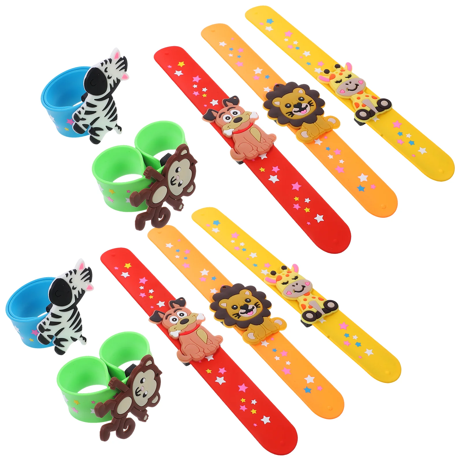 10 Pcs Cute Animal Snap Ring Cartoon Silicone Bracelet Party Gift Toy Favors Slap for Kids Bracelets Silica Gel Child