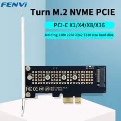 FENVI M.2 NVME to PCIe 4.0 Adapter With Aluminum SSD Heatsink 64Gbps M.2 SSD Gen4 PCIe 4.0 X1 X4 X8 X16 Expansion Card For PC