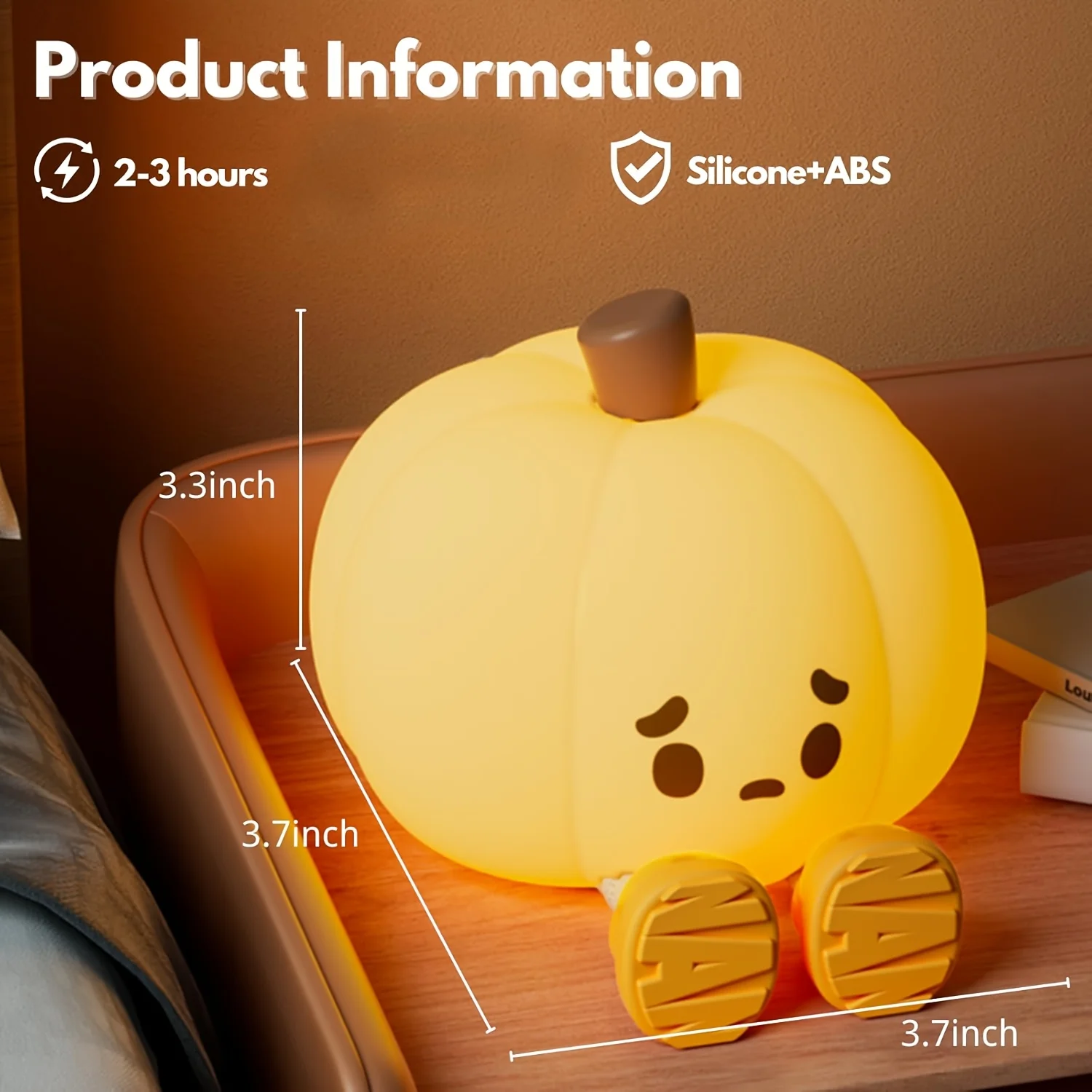 مصباح مكتبي من السيليكون الناعم على شكل يقطين لطيف، حامل هاتف محمول قابل للتعتيم، هدية للعطلات بجانب السرير، قراءة المكتب، ديكور الهالوين