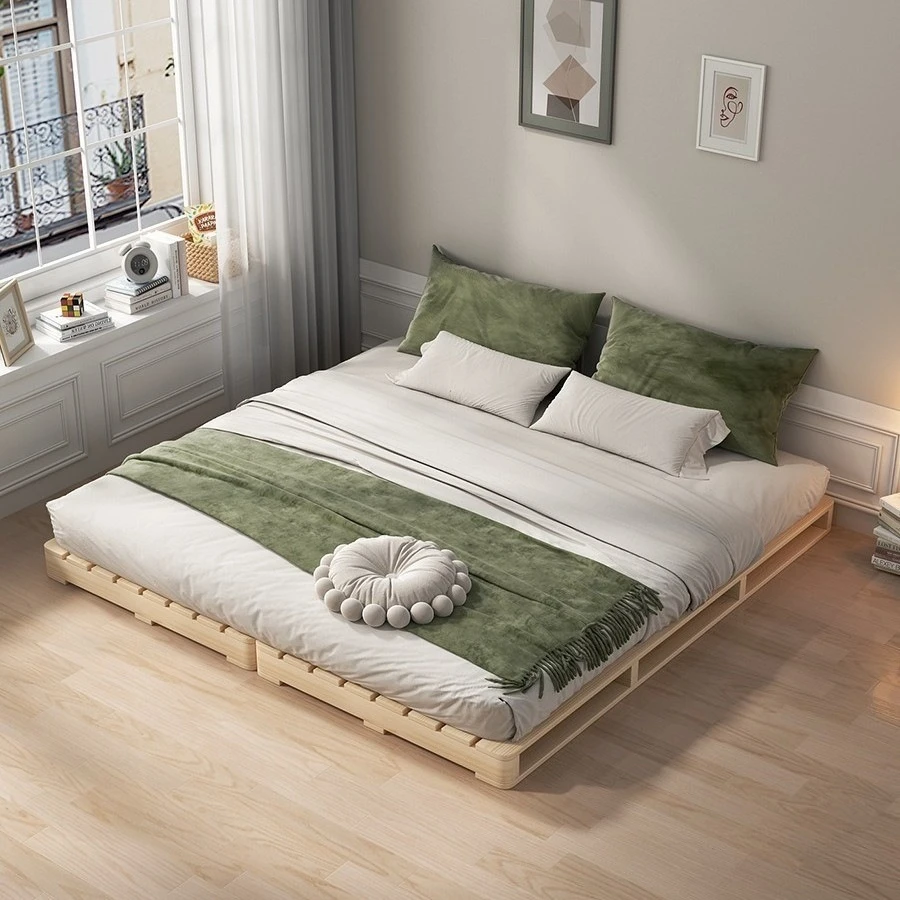 Tatami row skeleton without bedside breathable moisture-proof solid wood bed frame rental house Japanese-style low bed homestay