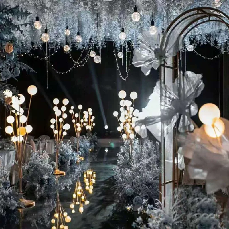 Wedding props apple tree road guide sea urchin luminous lamp wrought iron electroplating happy fruit tree wedding stage welcome