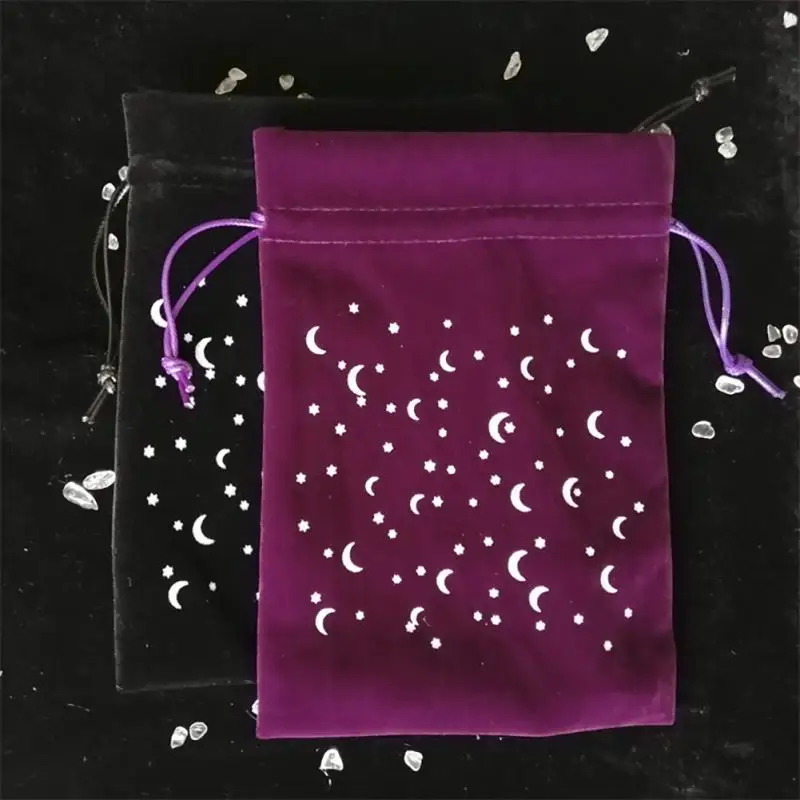 Tarot Oracle Cards Storage Bag Moon Phase Runes Constellation Witch Divination Accessorie Dice Jewelry Velvet Drawstring Package