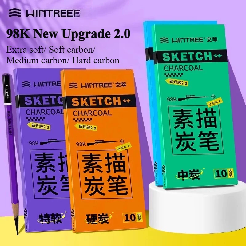 WINTREE 98k Charcoal Art Student's Special Soft Carbon Sketching Tool Set for Sketching All Carbon Soft Carbon Extra Soft Pencil