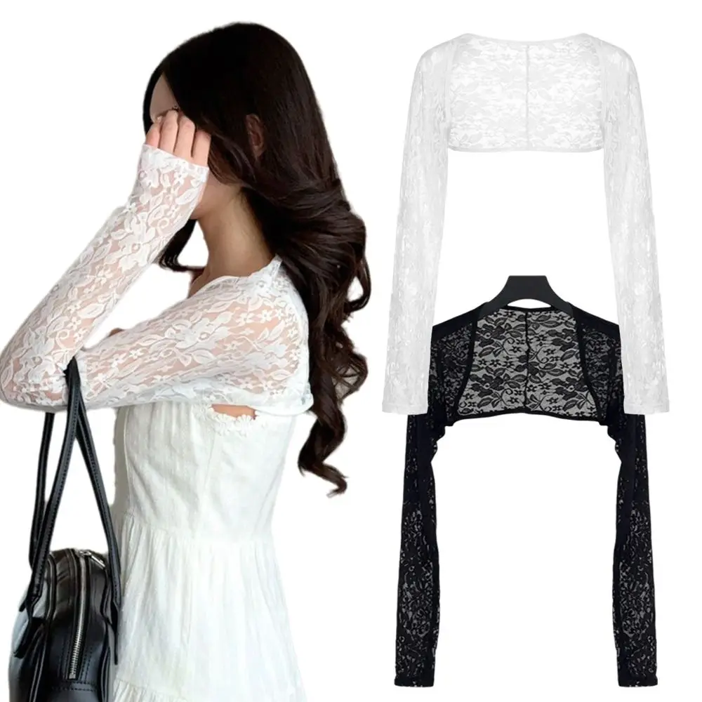 Fashion Lace Mesh Women Sunshade Sleeves Ice Silk Long Sleeve One Shoulder Sleeves Hollow Out Thin Sleeves Cover Ups Cycling