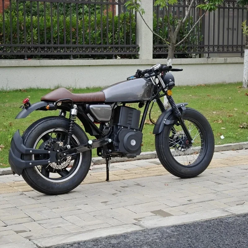 STROVAN Factory Price CG 125 Vintage Style 5000W Motor 50Ah Lithium Battery Electric Motorcycle with Disc Brakes