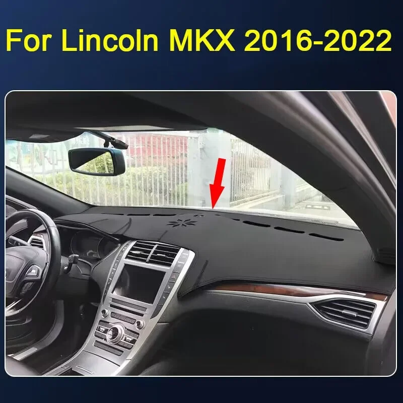 

Lincoln MKX 2016-2022 черный кожаный автомобильный чехол для приборной панели, защитная накладка на приборную панель, автомобильные детали